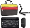 Microcase Huawei MatePad SE 11 ile uyumlu Tablet Çanta+Bluetooth Klavye+Mouse+Tablet Standı Siyah-AL4840 (Gri Siyah Beyaz)