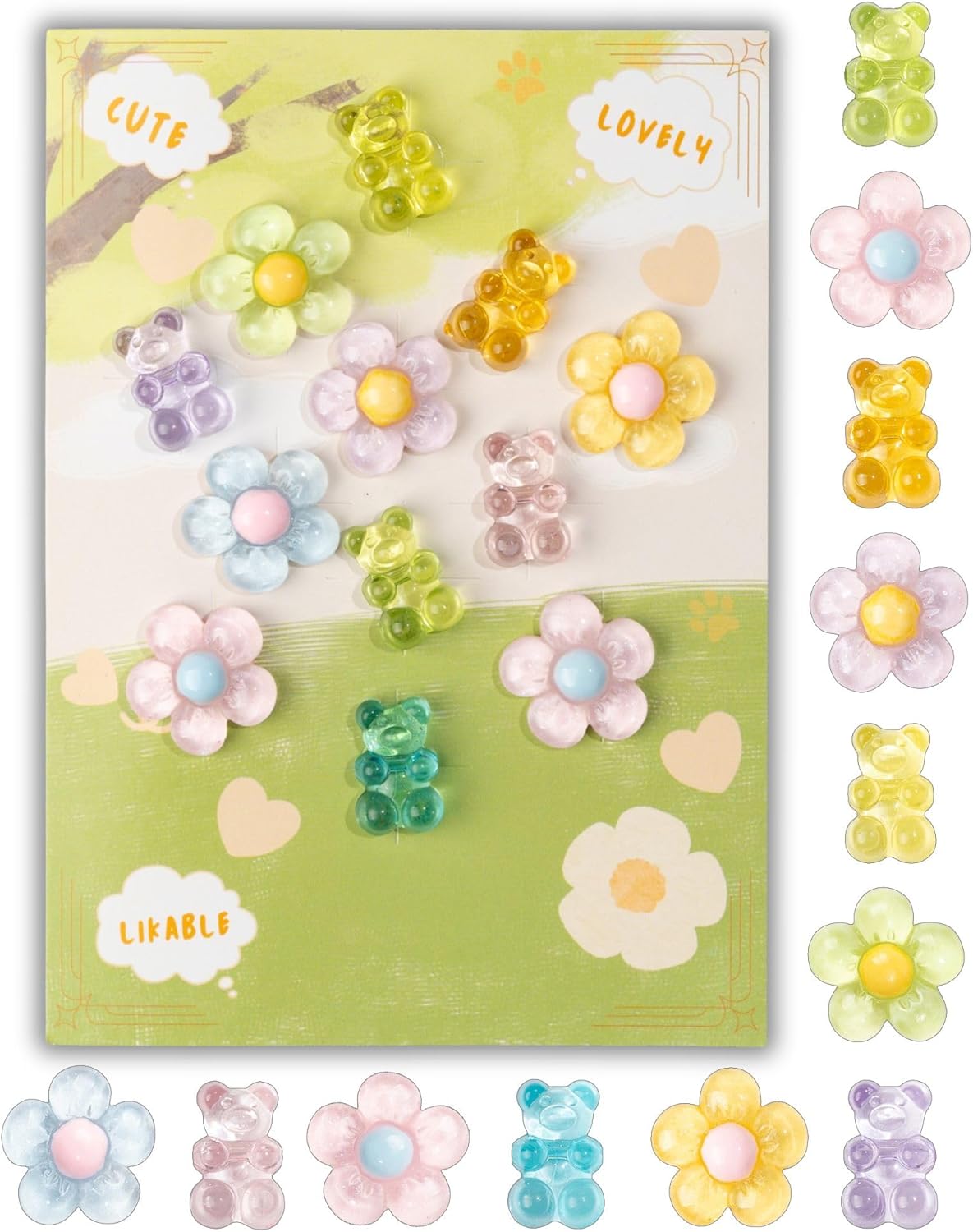 Cute Shoes Charms for Girls and Women - Beach Cute Cartoon Shoe Charms with Flower & Gummy Bear Designs, Perfect for Party, Birthday Gifts, Beach Outings and Daily Wear - Amazon product rated Grade B