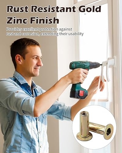 Miniatura 5 de 50 Pcs Multi Grip Rivet Nut Kit, 1/4-20 Rivet Nuts Carbon Steel Pre-Bulbed Shank Color-Zinc-Plated Flat Head Threaded Insert Nut