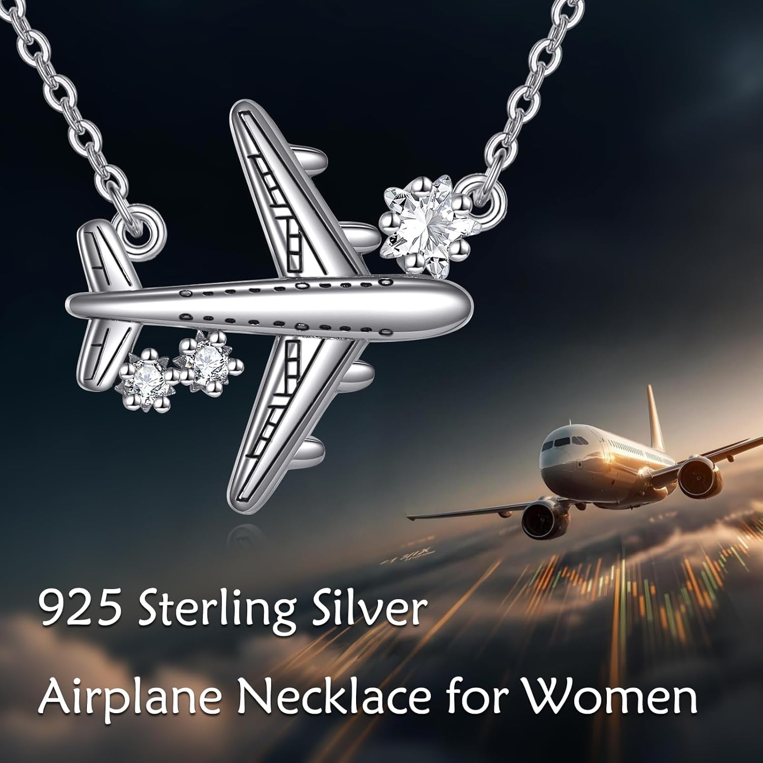 Airplane Choker Necklace 925 Sterling Sliver Aircraft Jelwery For Stewardess Flight Attendants Gifts for Women - Image 6