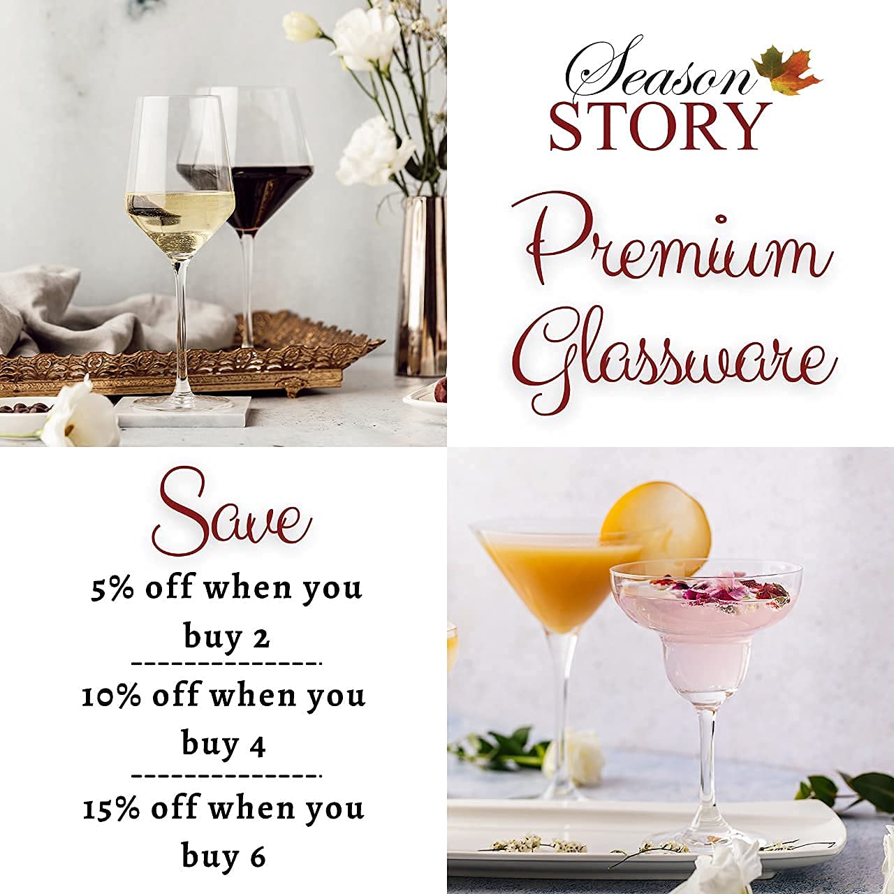 Buy Season STORY Large Brandy Snifters Cognac Glasses Set of 2 21oz