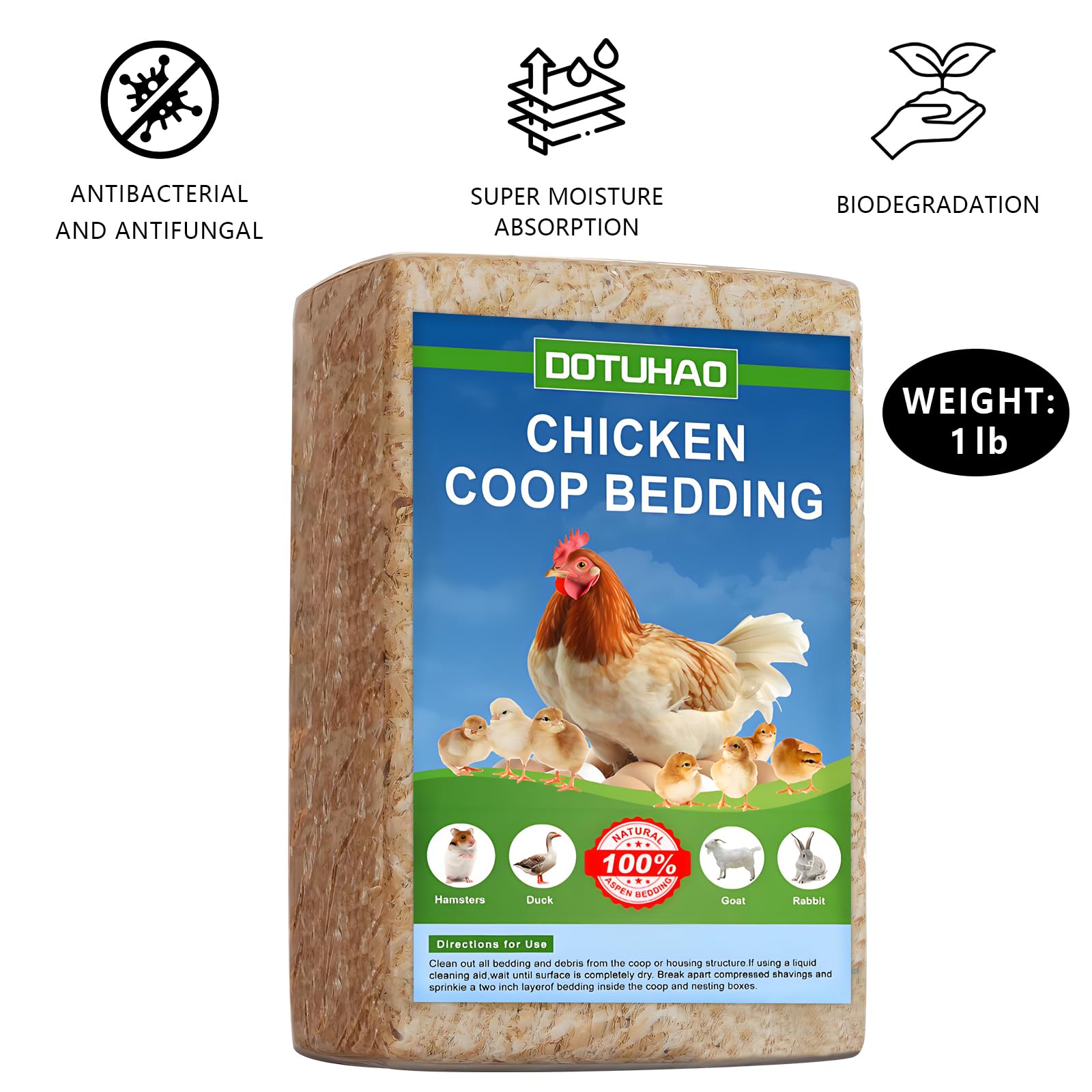 Copeaux de pin pour litière de poulet, sans poussière, copeaux doux, entièrement naturels, poulailler, copeaux de pin, literie pour animaux de petite taille, contrôle des odeurs (0,5 kg)
