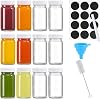 ALINK 12 Pack 2oz60ml Reusable Mini Clear Glass Shot Bottles, Travel Bottles for Juice, Ginger, Small Glass Jars with Lids, Label, Pen.Dishwasher Safe & Leak Proof