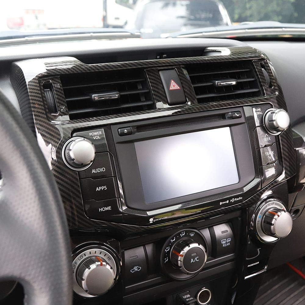 Voodonala for 4Runner Center Console Navigation Panel Cover Interior Antiscrach Antidust Decal Panel Cover for Toyota 4Runner 2010-2019(Carbon Fiber Black Style)