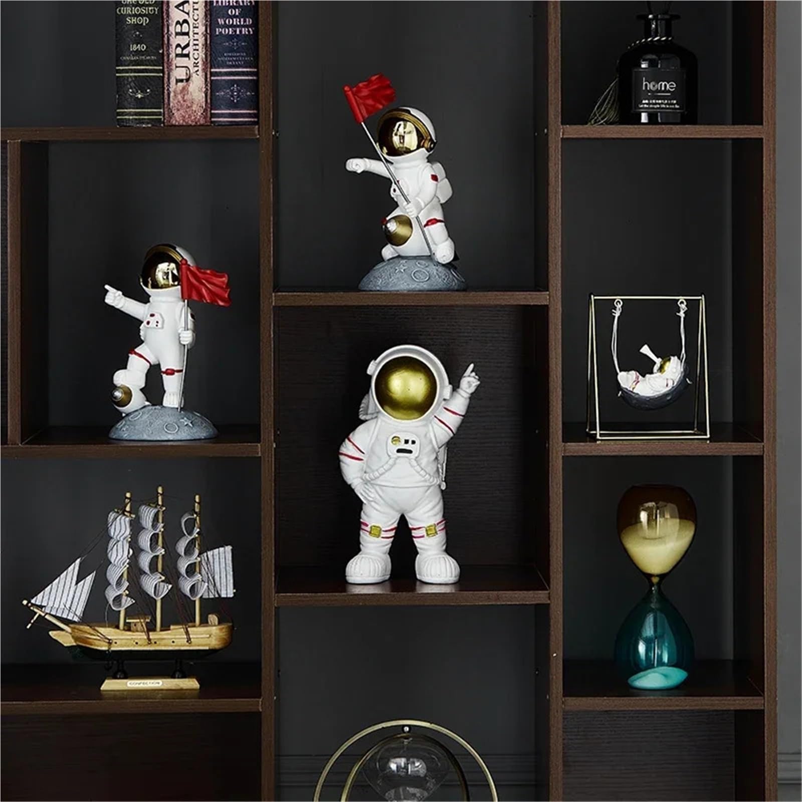 Figura de astronauta de resina de estilo moderno, estatua de astronauta, escultura de hombre espacial, modelo de decoración para el hogar, escritorio, para niños, interesante