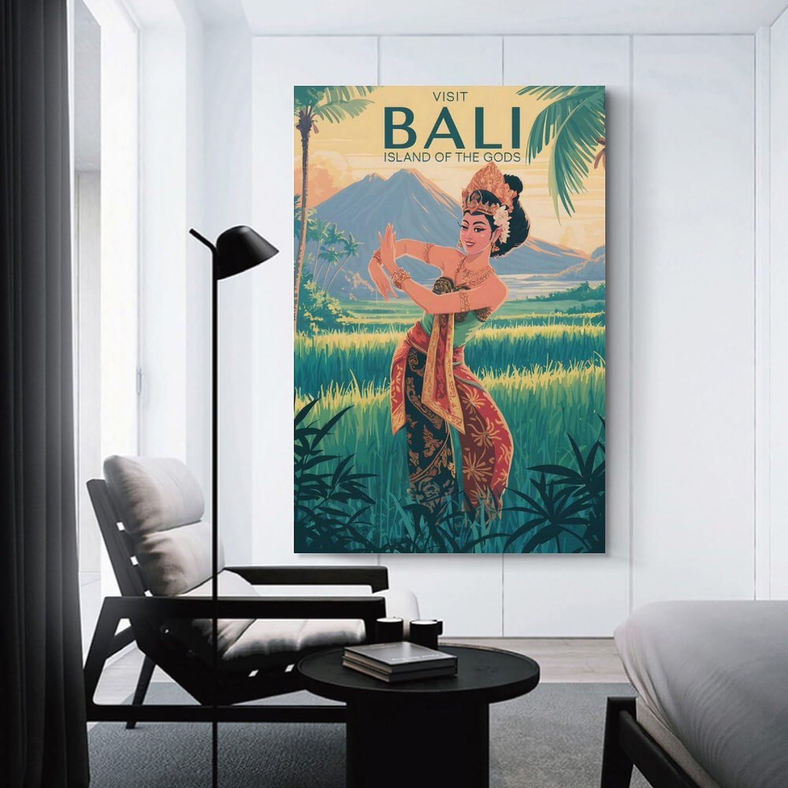 Junmoney Unframe-Style-19-1 Visit Bali Island Of The Gods Decorative Wall Artwork 20X30inch(50X75cm), For Entrance Spaces, Stair Walls Or Halls, A Stylish Accent For Home Entrances
