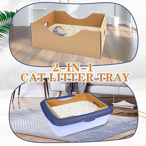 Miniatura 4 de BNOSDM Caja de arena plegable para gatos, caja de arena de cartón desechable, portátil, estándar, para gatito, 10 uds