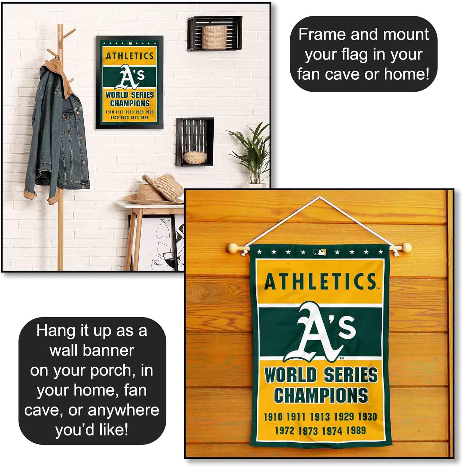 Oakland Athletics 9-Time World Series Champions Double Sided Garden Flag - Image 5