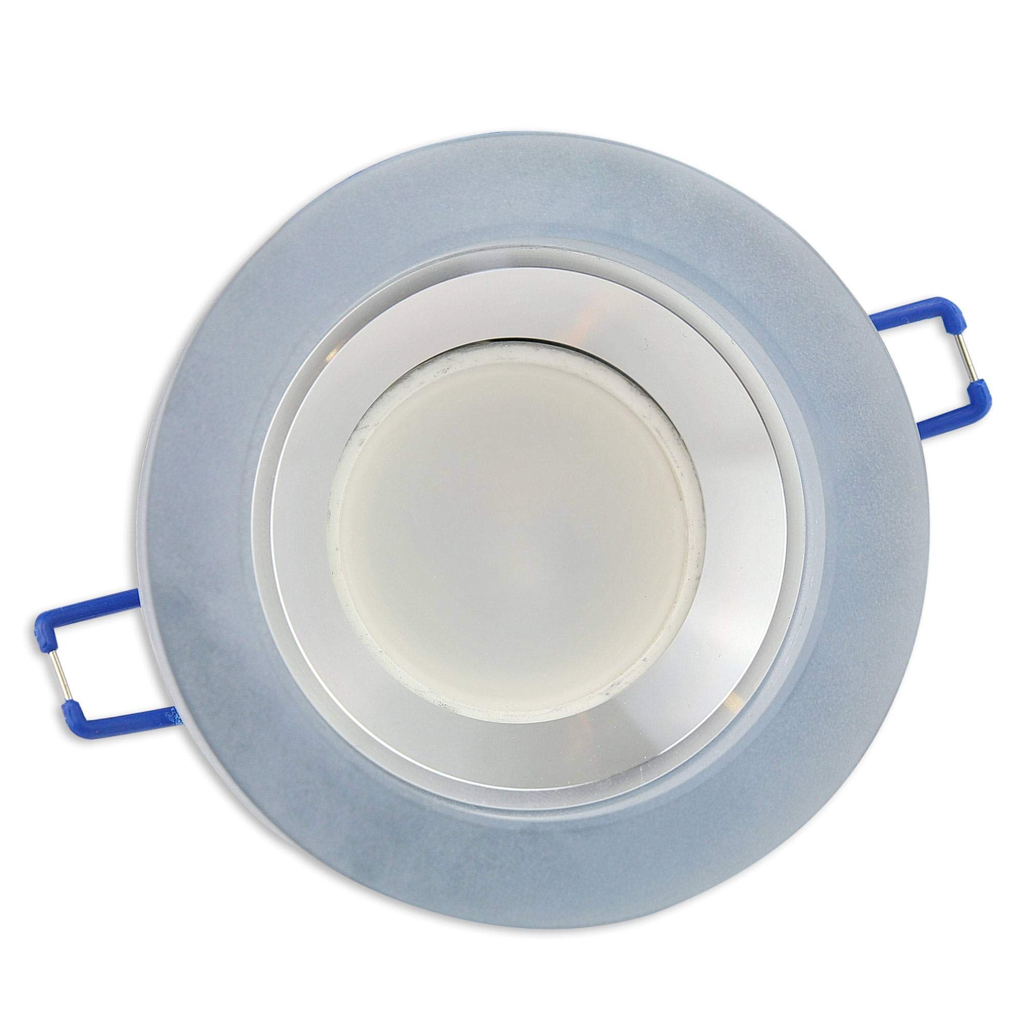 6x Foco empotrable LED redondo - negro 7,5 Watt regulable blanco cálido 230V GU10 plano - vidrio Ø70mm agujero perforado Foco empotrable de techo - Foco empotrable de techo Foco