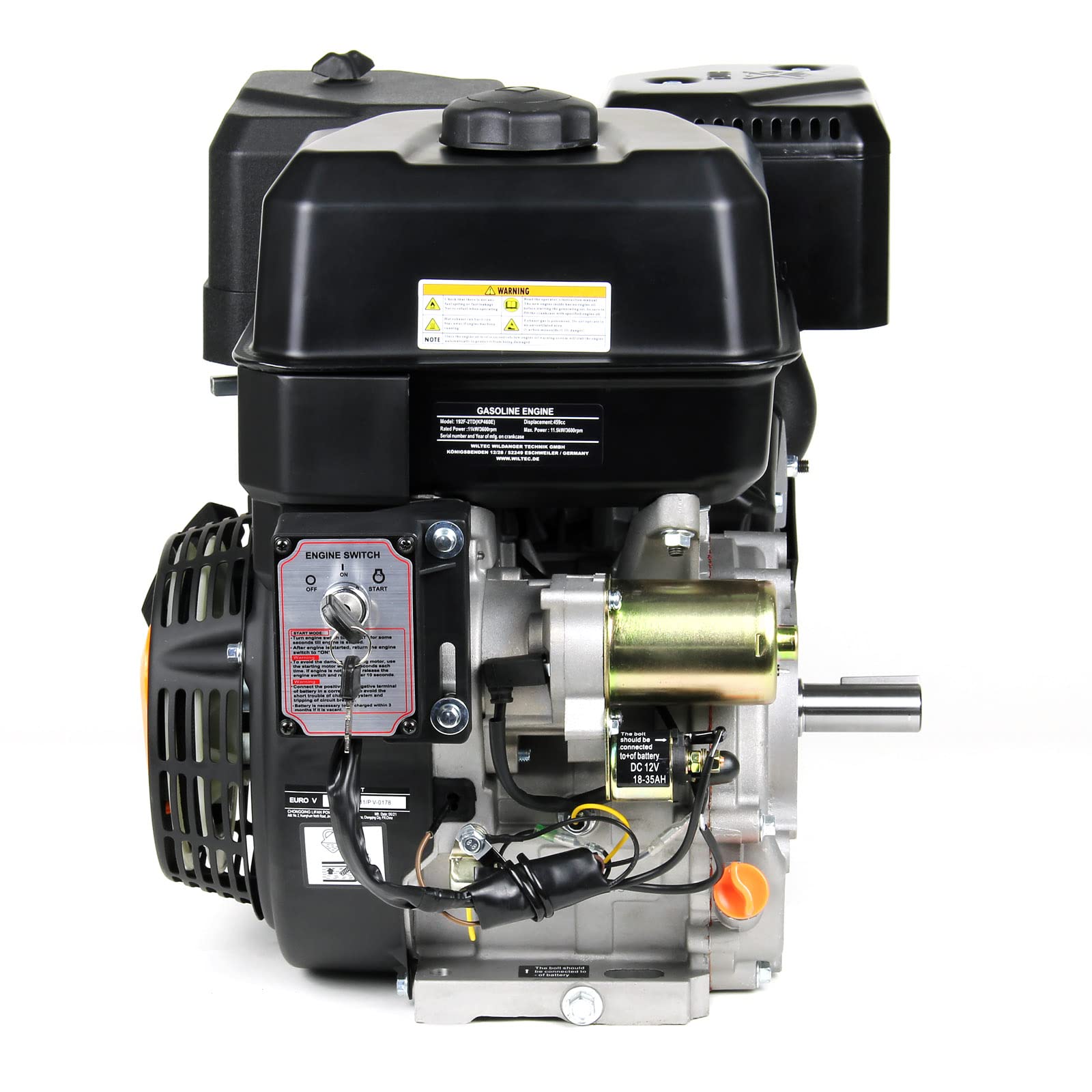 LIFAN KP460E E-Start Benzinmotor mit 16,3 PS Einzylinder für Rüttelplatten und Baumaschinen, luftgekühlter 4-Takt Motor mit 25 mm Kurbelwelle, OHV-Ventilsteuerung & 459 cc Hubraum
