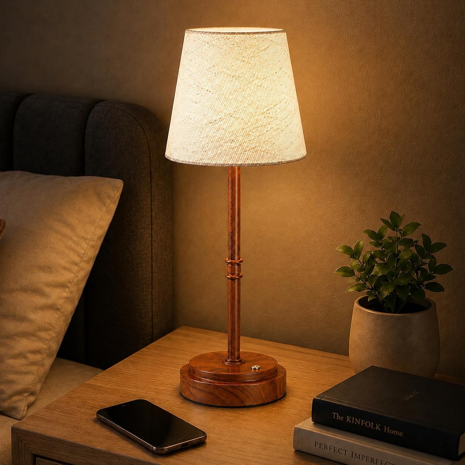 Rechargeable Cordless Table Lamp, Battery Operated Bedside Lamp, Black thumbnail
