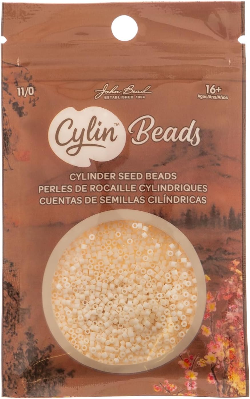 John Bead 25g Cylin Beads Warm Cream Matte Macaron 11/0 Glass Cylindrical Seed Beads for Jewelry Bracelets Necklaces Earrings Making Embroidery