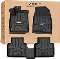 Vista 18 de LASFIT - Tapete de piso y maletero para automóvil, se adapta a asientos traseros con o sin puertos USB, revestimientos de elastómero termoplástico