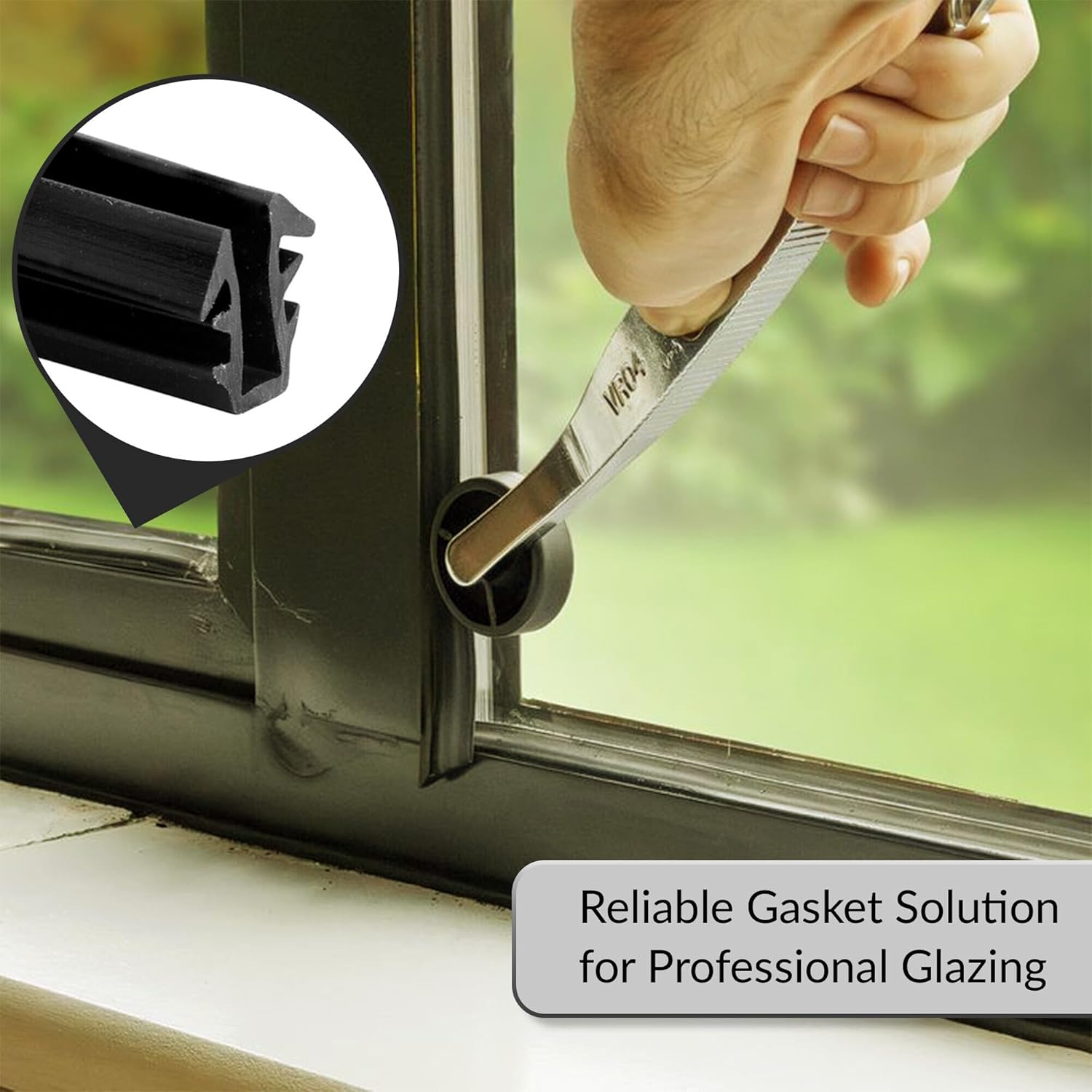 FHC P7837 Glass Retaining Spline - Glazing U-Channel - Black Vinyl - 750 Ft. Per Roll
