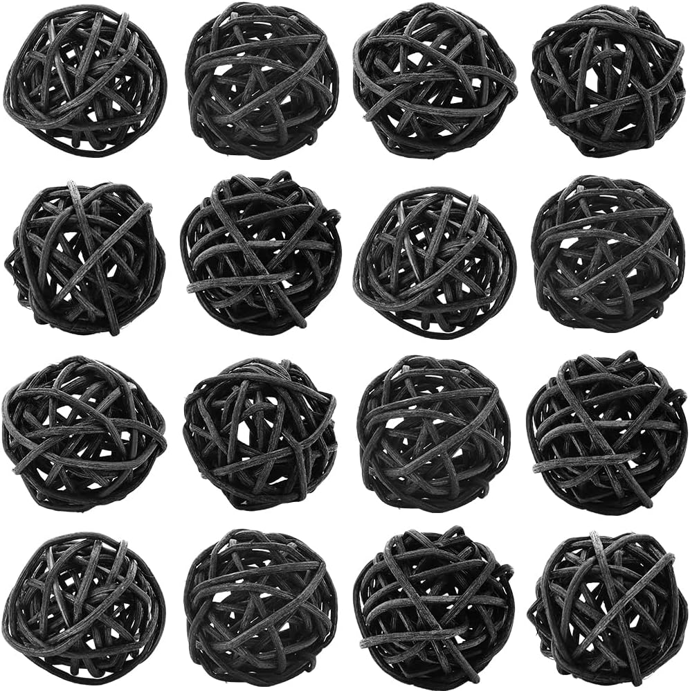 SUNNYCLUE Pack of 30 Desk Ornament Bowls Black Willow Balls 4 mm Spherical Ornamental Desk Bowls Department Balls Vase Filler Willow Balls for Christmas Halloween Marriage ceremony Desk Social gathering Ornament DIY B
