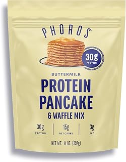 Phoros Nutrition Protein Pancake & Waffle Mix: 30g Protein, 15g Net Carbs, Keto-Friendly Buttermilk - Just Add Water