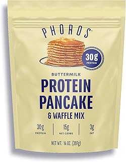 Phoros Nutrition Protein Pancake Mix & Protein Waffelmischung 30 g Protein, Low Carb, High Protein, Keto-freundlich, Molkenprotein, Vollkornhafer, Vollkorn-Pfannkuchen, einfach Wasser hinzufügen