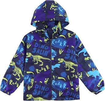 ESTAMICO Boys Windbreaker Jacket Fashion Hoodies Outwear Coat Waterproof Zipper Raincoat, 4T-12