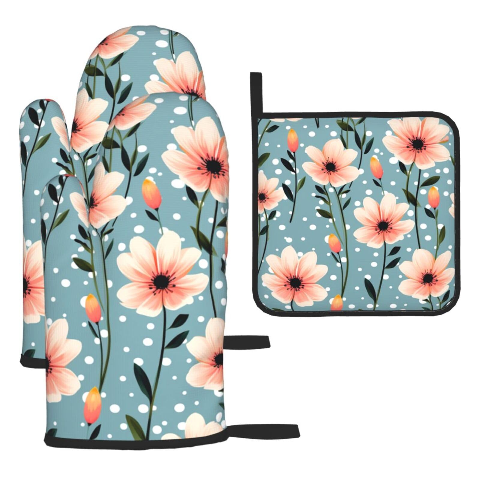 Maniques à pois gants de cuisine isolants et tapis chaud de cuisson