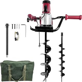 JACKCHEN Electric Post-Hole Digger with Storage Bag, Earth Auger Drill, 6-Inch with 4-inch Auger Bit Earth Auger with Carr...