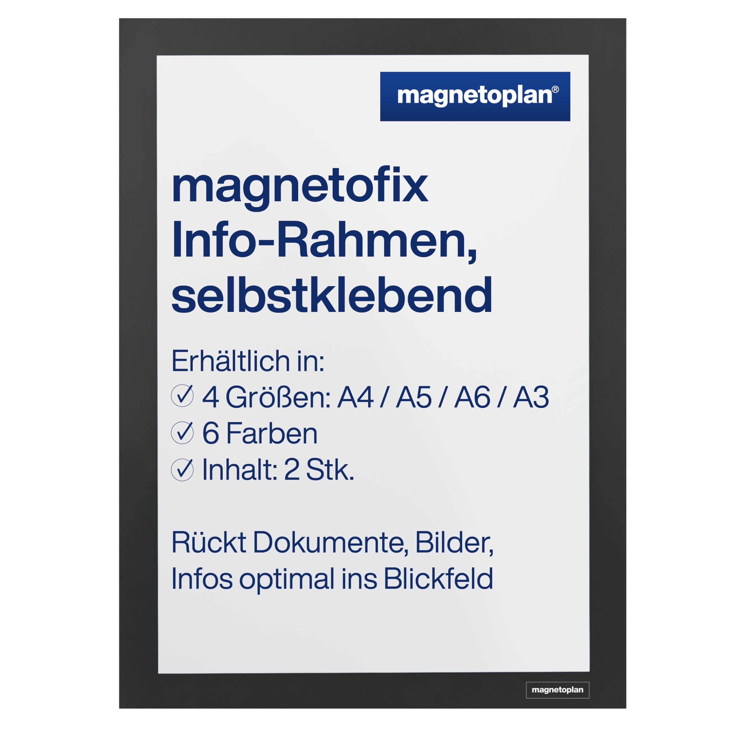 Magnetoplan Holtz magnetoplan Magnetofix Information Frame, DIN A5, Black Hinged, Double-Sided Information Frame, Self-Adhesive