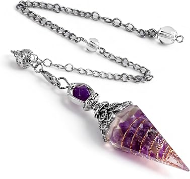 Amethyst Healing Crystal Pendulum for Dowsing,Scrying,Meditation,and Healing,Natural Vintage Hexagonal Reiki Gemstone Point Pendant for Divination Wicca,Chakra Balance,and Spiritual Guidance