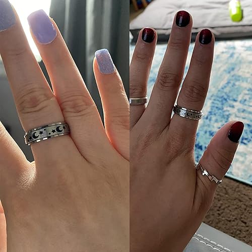 Miniatura 2 de MODRSA Fidget Rings for Women Spinner Ring Spinning Ring Silver Figet Ring Fidget Spinner Ring for Men Rings Size 6 7 8 9 10