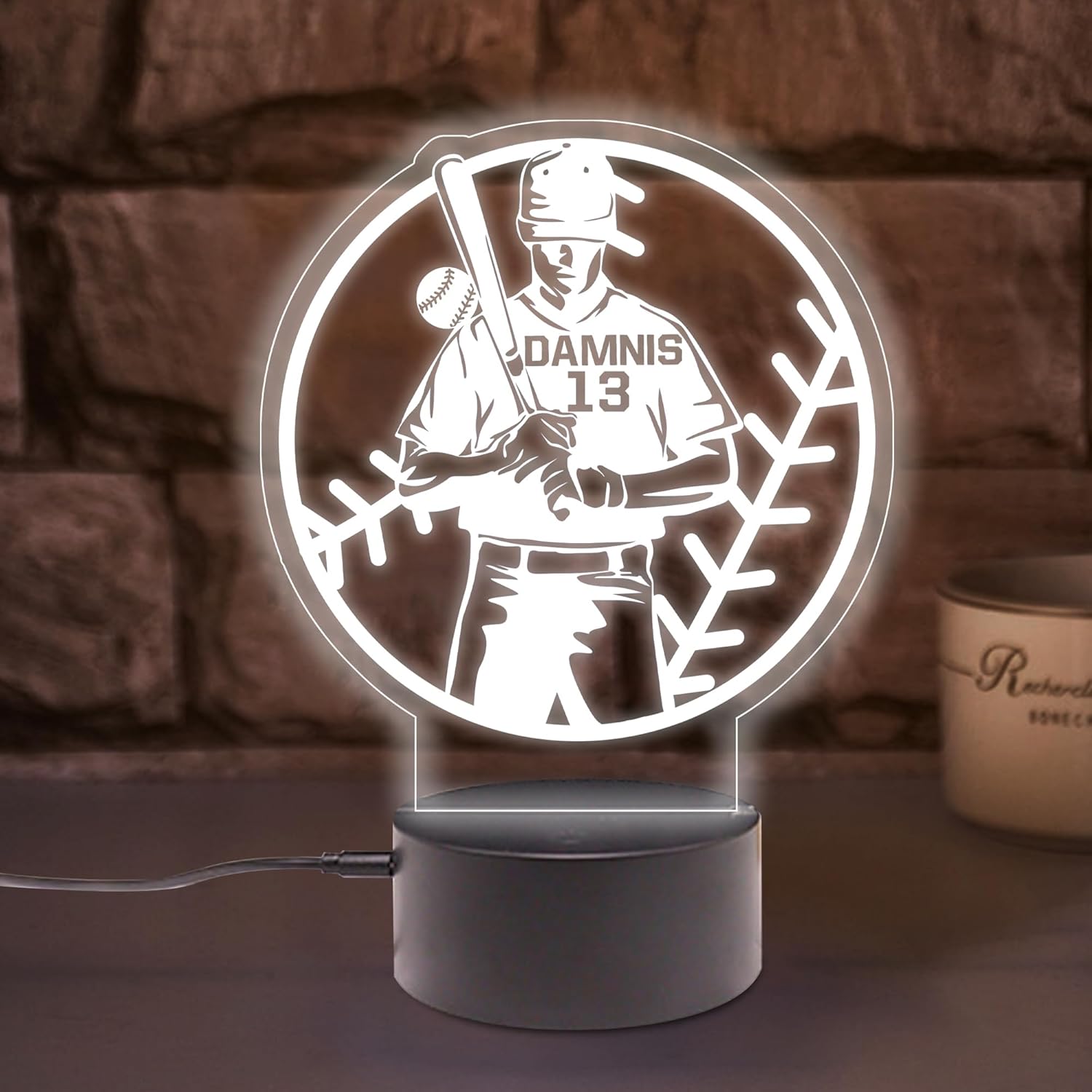 Personalized Soccer Night Light with Remote Control, Multiple Colors Changes Soccer Player Illusion LED Lamp for Room Decor, Birthday Gifts for Soccer Fans Sport Lover (Soccer)