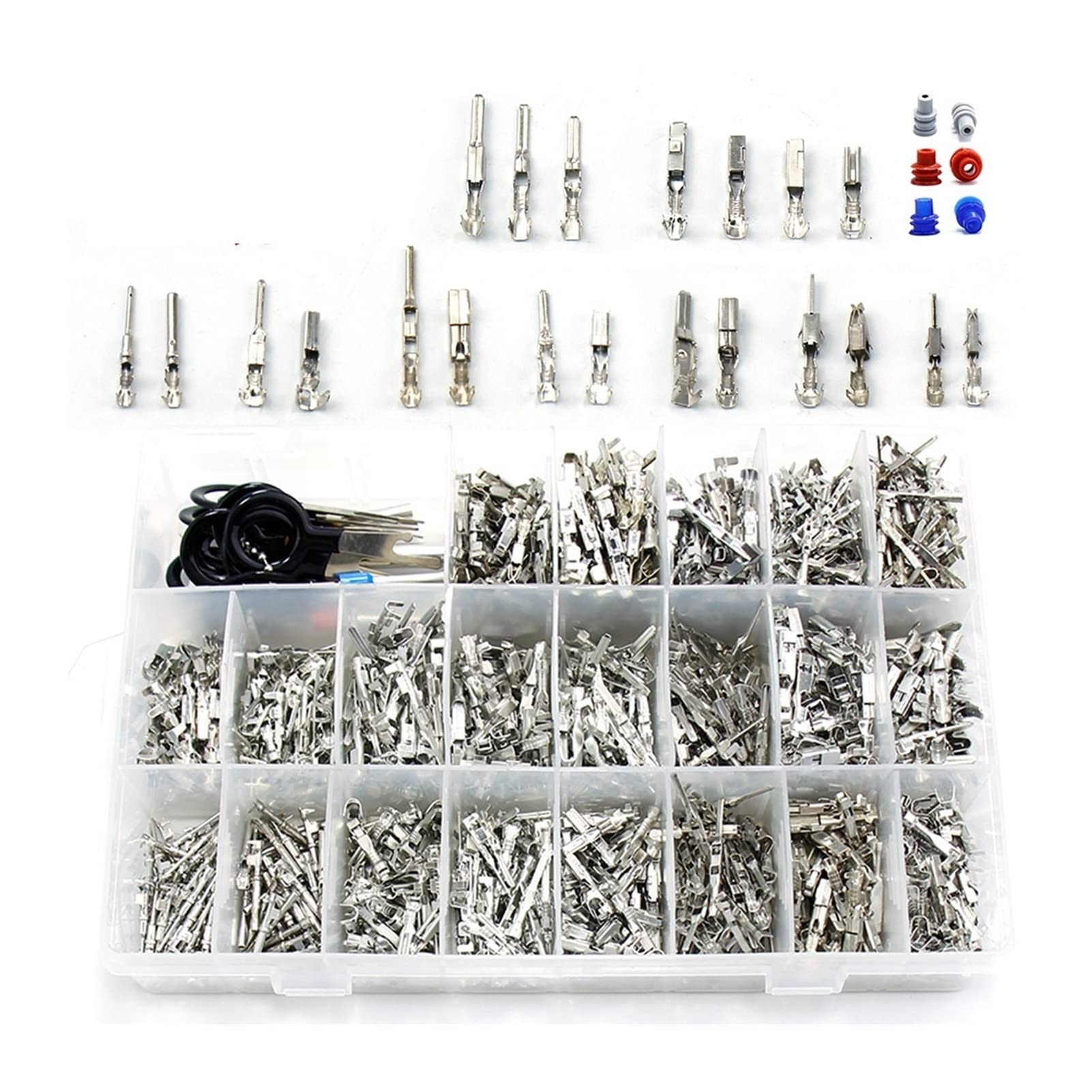 Car Electrical Wire Terminal 1/1.5/1.8/2.2/2.8/3.5mm Auto Electric Connector Plug Removal Male Female Crimp Automotive Plug Pins (Color : 1168pcs)