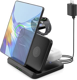 Wireless Charging Station for Samsung and Android Multiple Devices 3 in 1 Foldable Wireless Charger Fast Charger Dock Stand for Galaxy S23/S22/S21/S20,Z Fold 5/4/3, Z Flip 5/4/3, Galaxy Watch, Buds