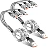 SDBAUX Multi Charger Cable, [3A/1M/2-Pack] Universal 3 in 1 USB Retractable Charging Cord Lead with Phone/Micro USB/Type C Connectors, for Phones, Android Galaxy, LG, Sony, Moto, Huawei, Xiaomi