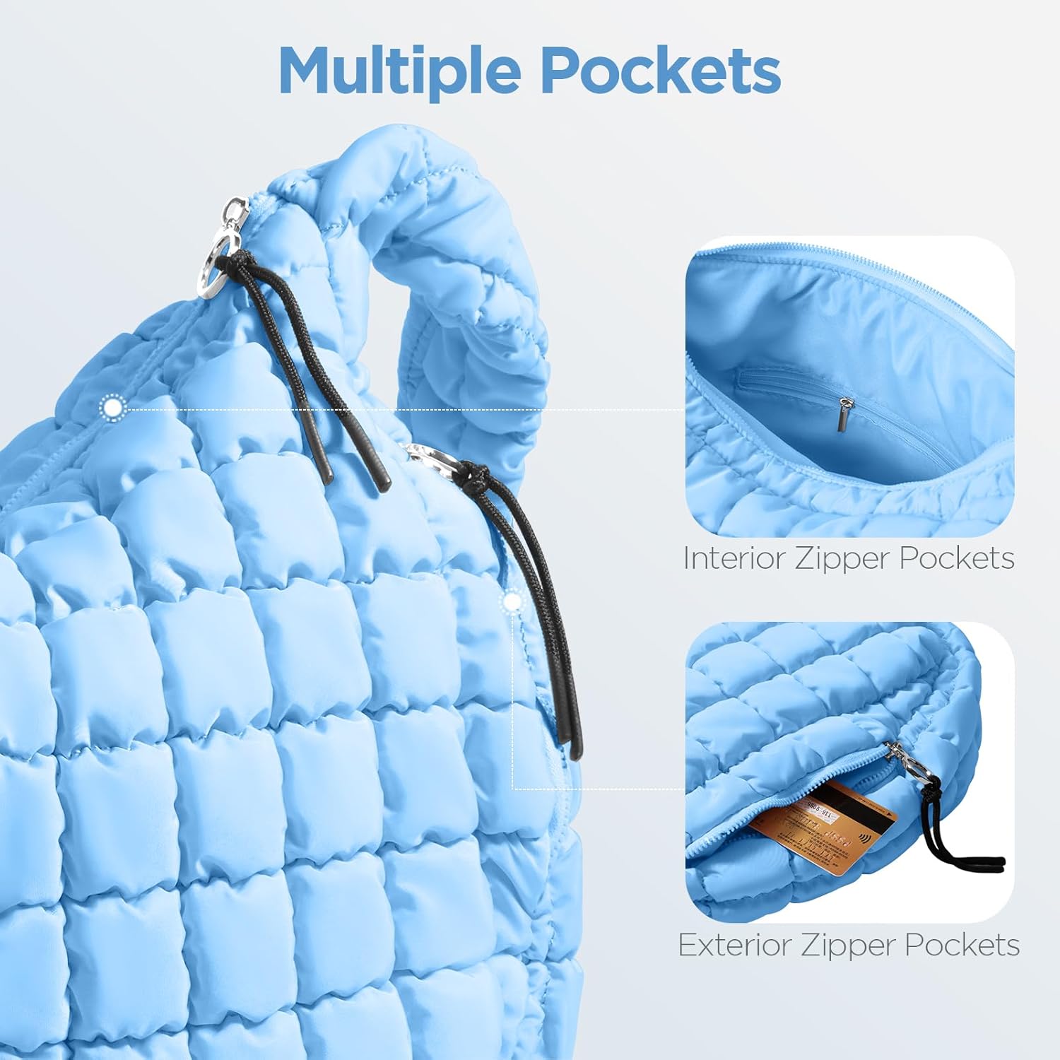 Puffer Tote Bag for Women Large Quilted Tote Bag Quilted Carryall Bag Soft Puffy Crossbody Bag Hobo Handbags Puff Purse - Image 5