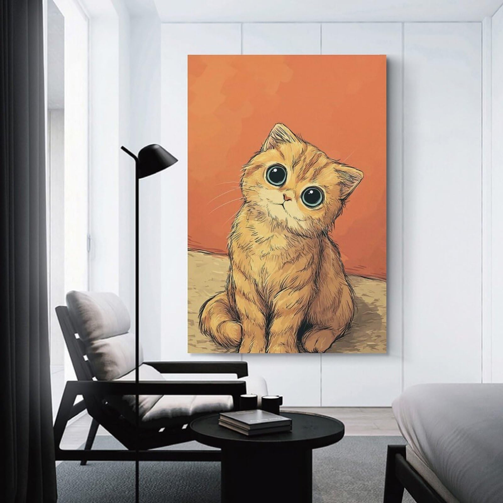 Junmoney Unframe-Style-3 Home Decor Wall Art Cute Kitten With Big Eyes, 12X18inch(30X45cm), For Flats, Guest Rooms Or Compact Rooms, Wall Decor With Flexible Room Appeal