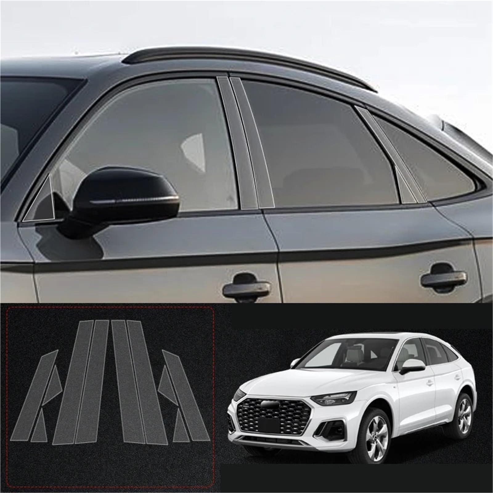 B Pillars TPU Car Protective Film for Audi for Q3 8U F3 Sportback Q4 E-TRON Q5 Q7 Q8 Q2 Transparent Body Sticker Paint Protection