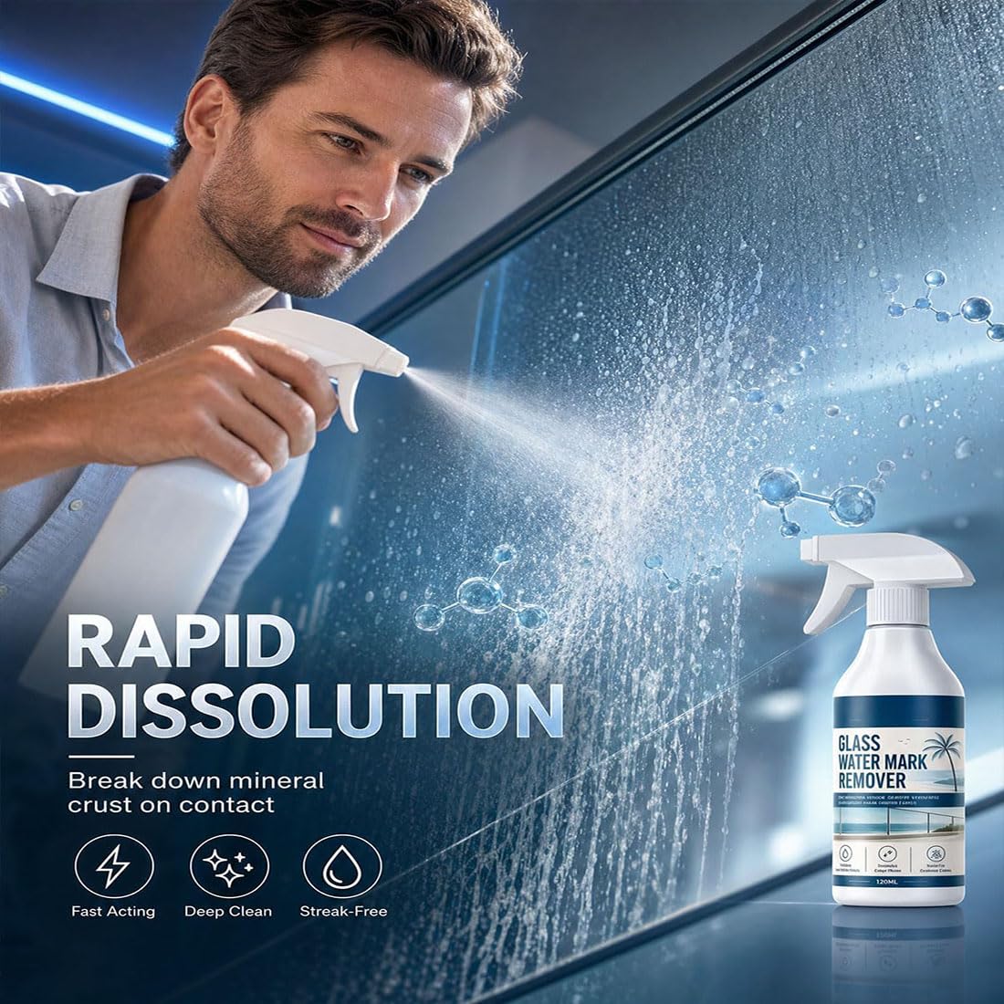 Spray Rimuovi-Macchie d'Acqua per Vetri: Scioglie Efficacemente i Residui (*3pcs)