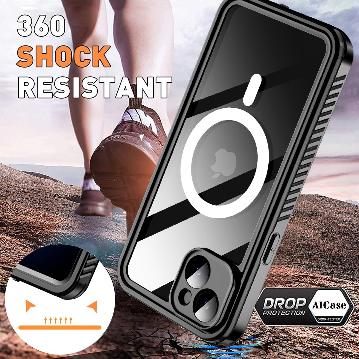 AICase iPhone 13 Case Waterproof with MagSafe Clear Snowproof,Dustproof and Shockproof,IP68 Certified Full Body 360 Protection Fully Sealed Underwater Cover for iPhone 13 6.1"
