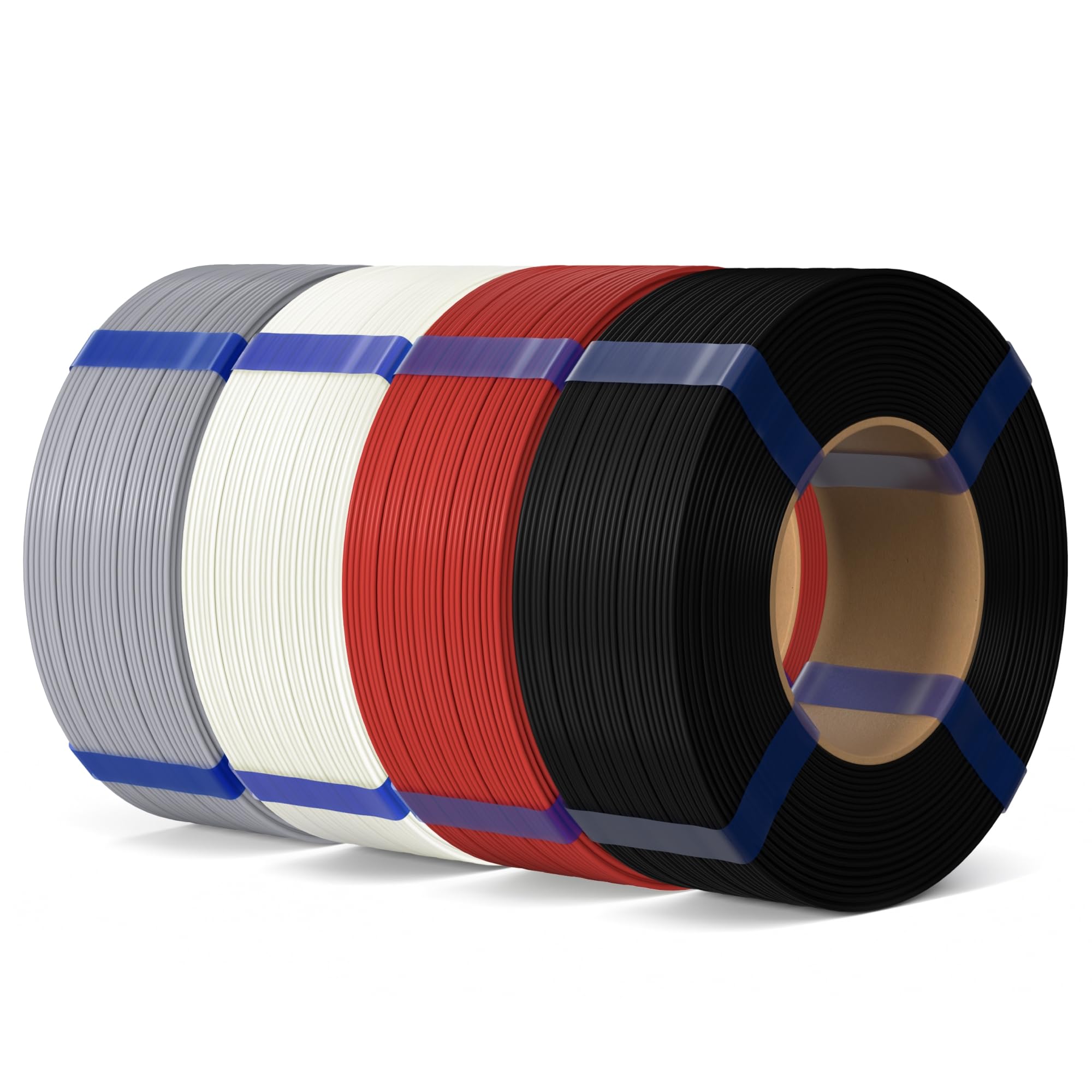 ELEGOO PLA Basic Refill Filament 1,75 mm czarny biały szary czerwony 4 kg | Filament do druku 3D bez szpulki, wysoka dokładność średnicy, pasuje do większości szpulek wielokrotnego użytku