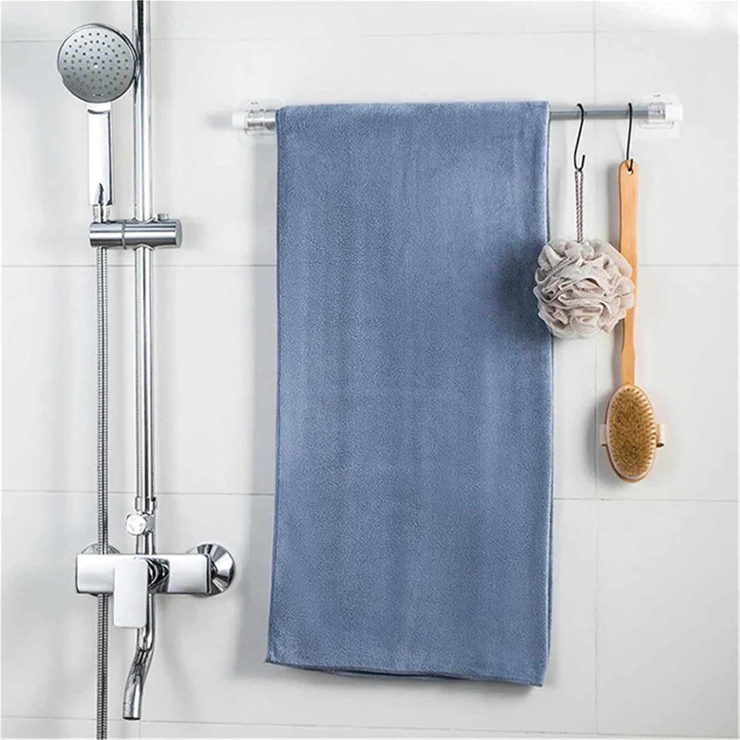 Adhesive Curtain Rod Holder 60PCS Self Adhesive Hooks Punch-Free Curtain Rod Clip Hook Window Curtains Wall Hanging Holder Household Clamp