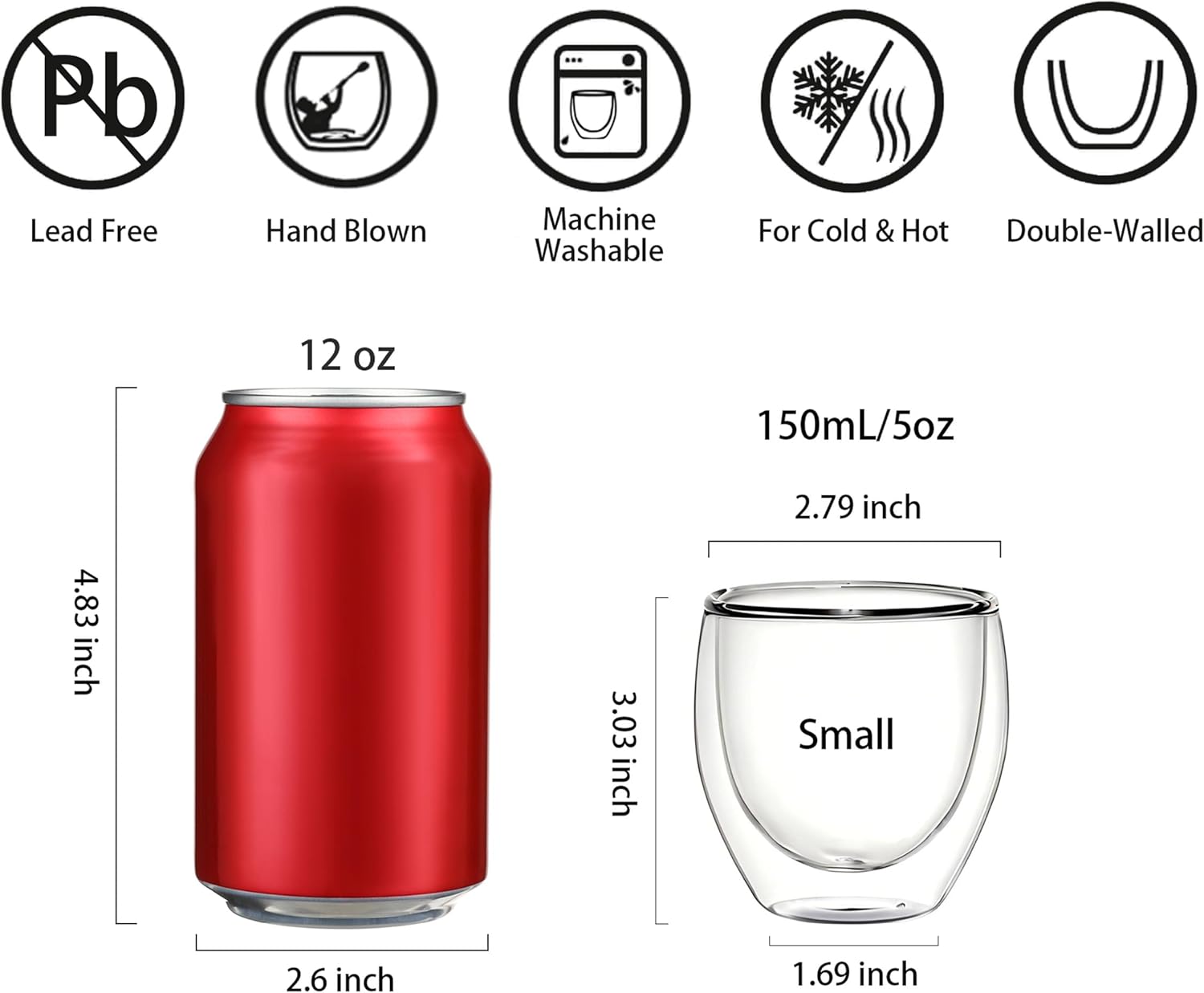 Double Walled Espresso Cups, 5oz Clear Expresso Mugs, Small Insulated Espresso glasses for Coffee Machines, Set of 2 - Image 2