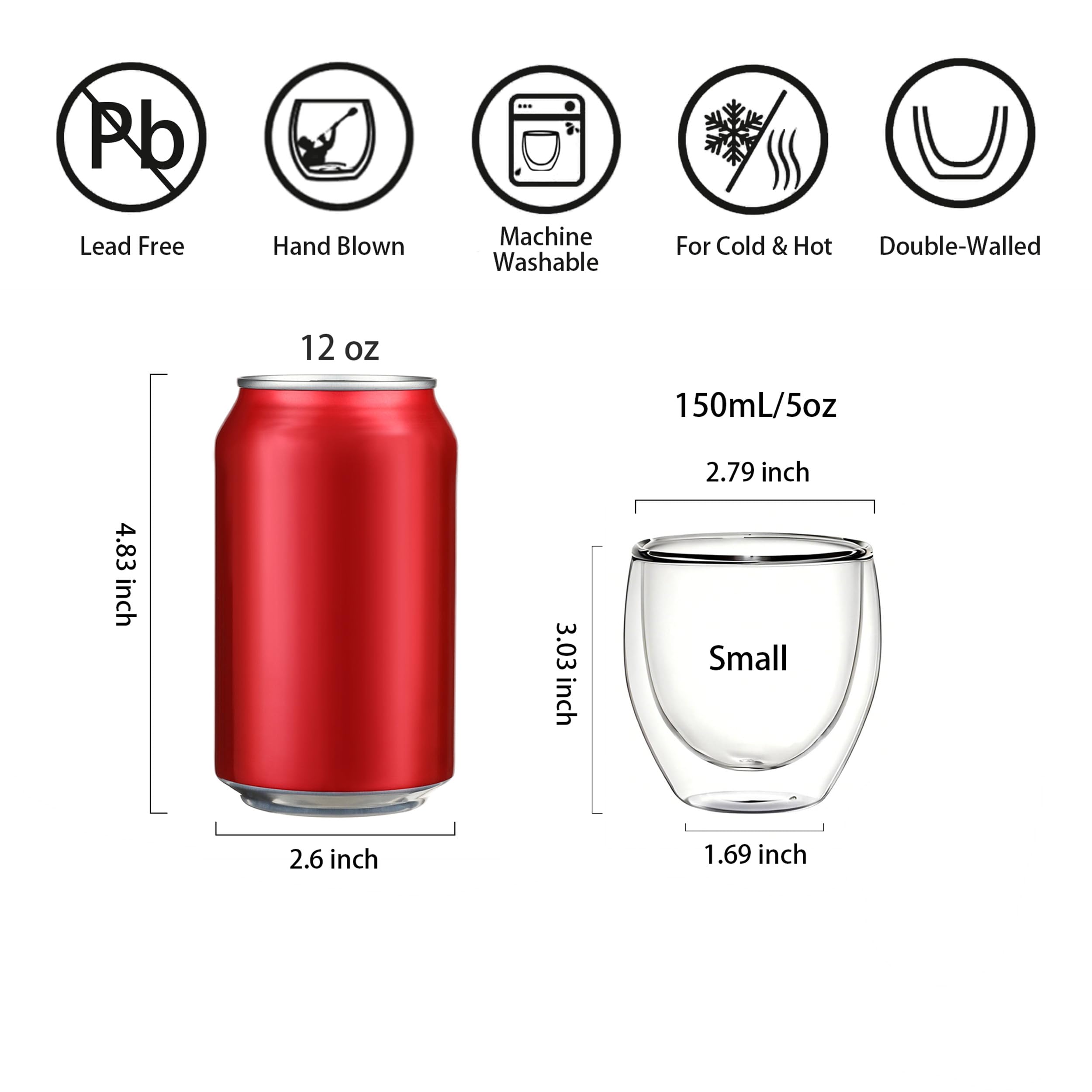 Condition photo showing New/Like New for double walled espresso cups, 5oz clear expresso mugs, small insulated espresso glasses for coffee machines, set of 2