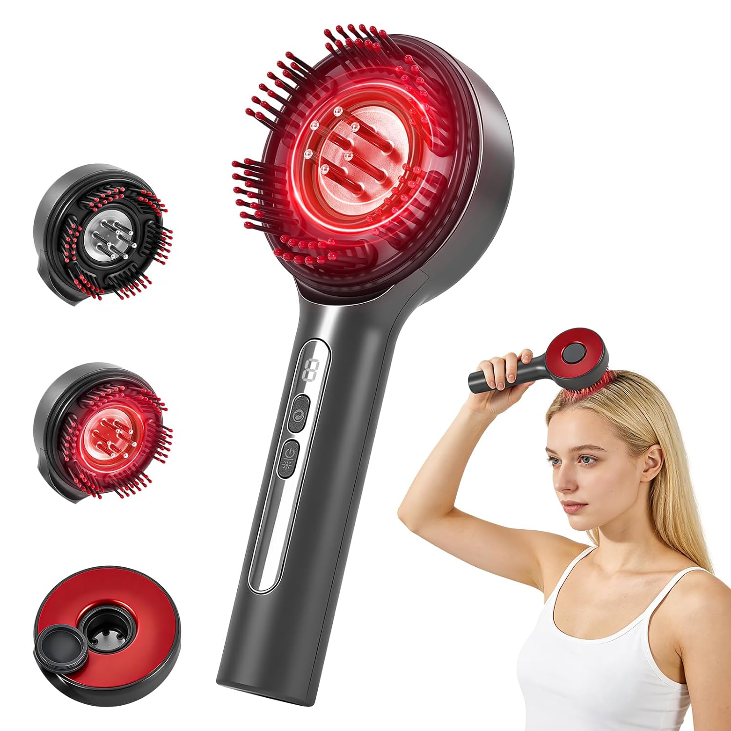 Upgrade Laser Therapy Hair Growth Comb, Hair Oil Applicator and red light hair brush,Electric Scalp Massager Hair Growth with IPX7 Waterproof