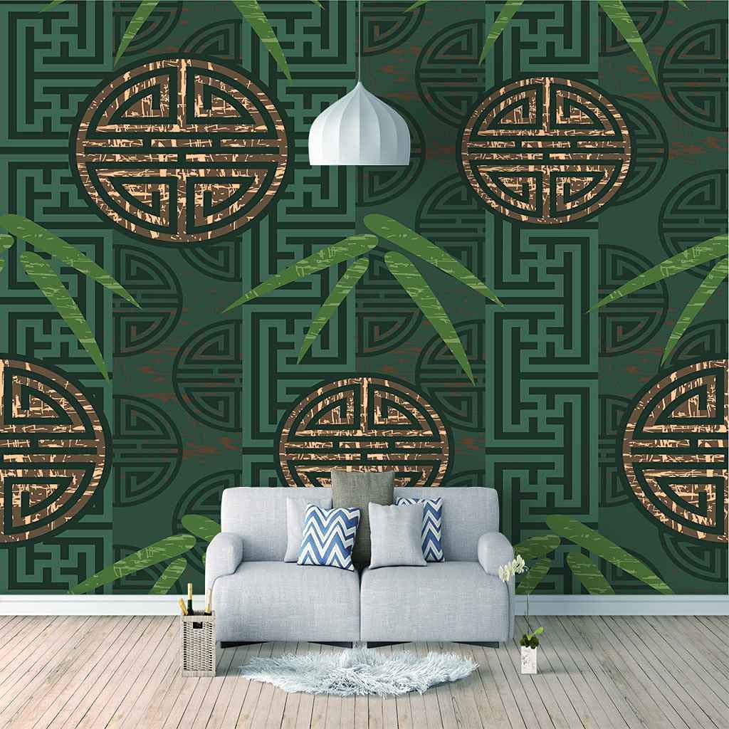 Papier Peint Toile Panoramique 3D Bambou Vert Poster Géant Mural 350x256
