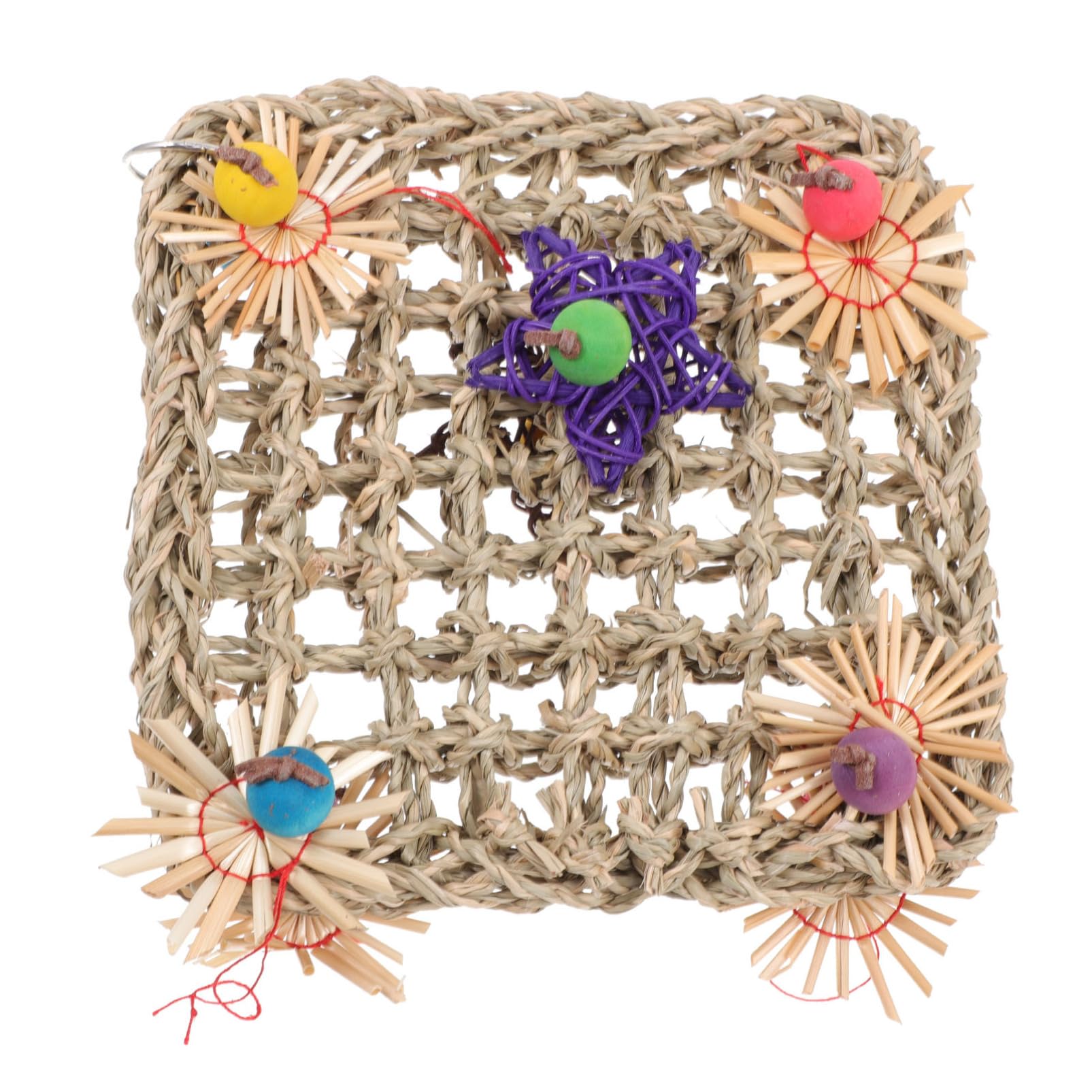 BESPORTBLE 3pièces Parfait Voici Le Titre pour Votre Produit Jouet pour Perroquet Filet Herbe Tissé pour Oiseaux à Mâcher Et Grimper Accessoire Amusant pour Oiseaux De Compagnie
