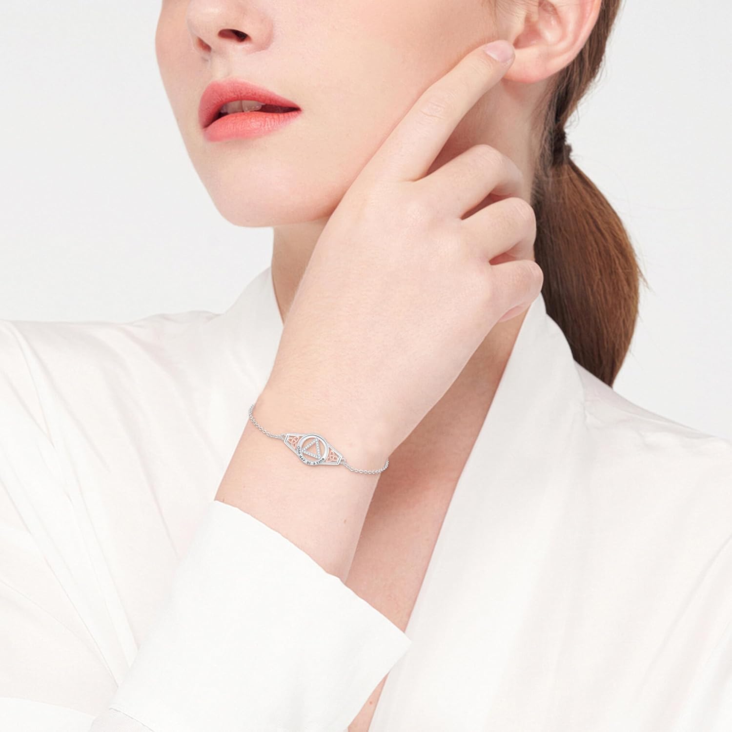 AA Sobriety Bracelet 925 Sterling Silver Celtic Stay Sober Recovery Bracelet Alcoholics Anonymous Jewelry Gifts for Women Friend - Image 2