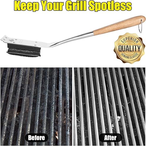 Miniatura 13 de XUDKAKAIXIN - Cepillo de parrilla sin cerdas, con 1 cabezal de repuesto, almohadilla única de fibras de acero [segura y eficiente] perfecta