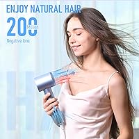 Vista 2 de Secador de pelo, secadora de alta velocidad, secador de pelo de cuidado iónico negativo de 110000 rpm, secador de pelo para secado rápido, bajo Azul