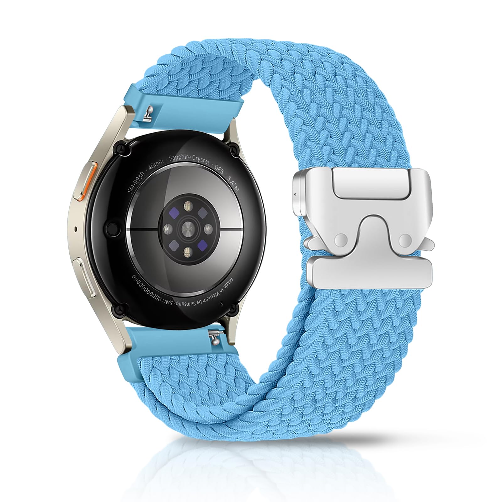 Chinber 20mm Nylon Braided Band Compatible with Samsung Galaxy Watch 4/5/6/7/FE 40mm 44mm Band/5 Pro/Watch 4&6 Classic/Active 2 40mm 44mm/3 41mm/Gear