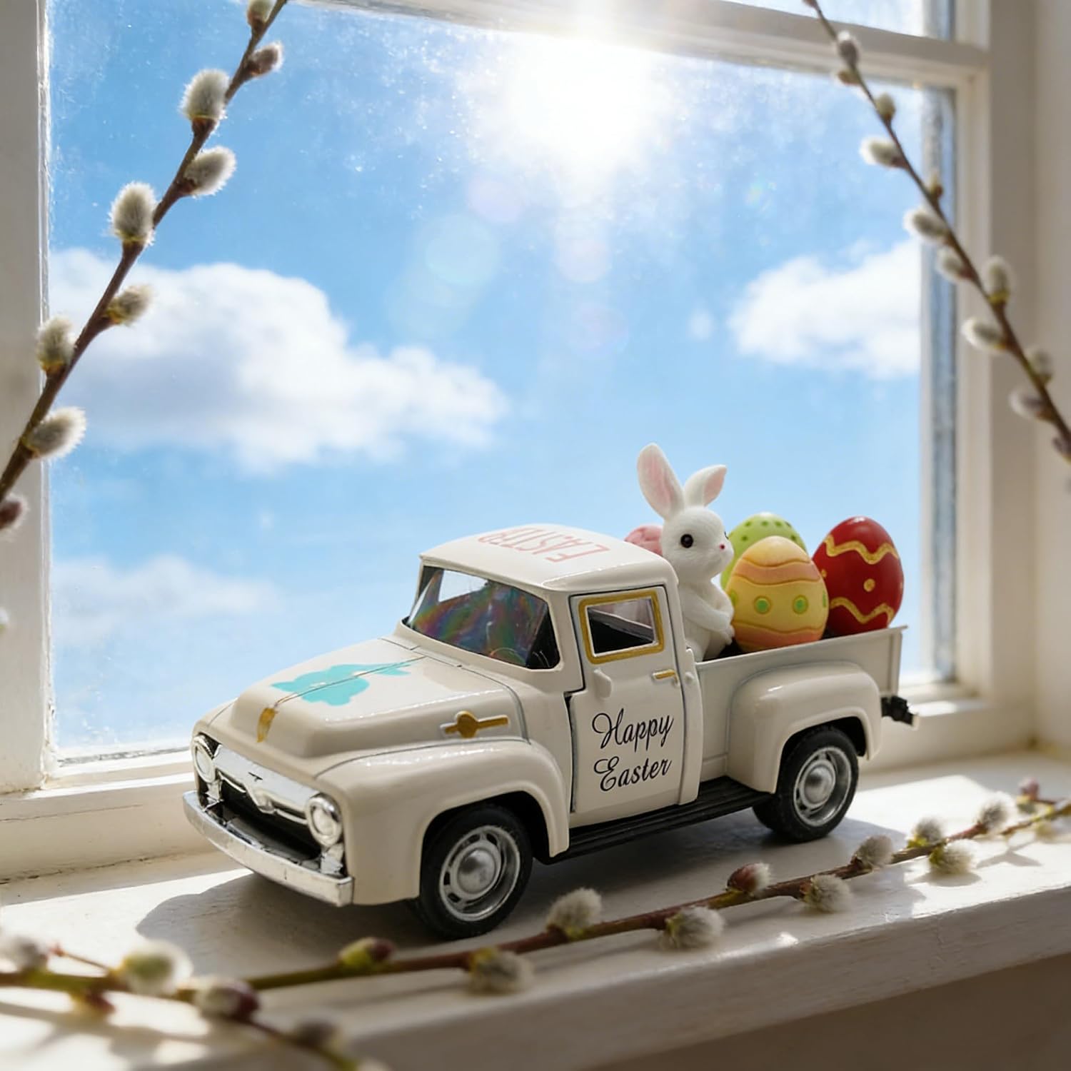 Mjaie Cars Diecast Collectibles Easter Home Decor Diecast Car Models Spring Decoration