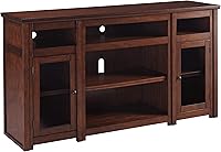Signature Design by Ashley Harpan Traditional TV Stand for 70" TVs, Adjustable Shelves, Storage Cabinets, Rich Brown Finish