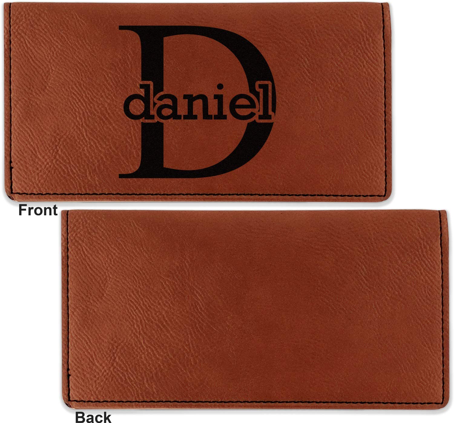 RNK Shops Personalized Name & Initial (for Guys) Leatherette Checkbook Holder - Single Sided
